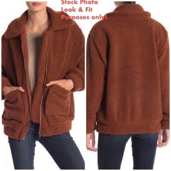 Zaful Women Solid Rust Zip Up Drop Shoulder  Oversized Teddy Cozy Sweate… - Picture 1 of 16